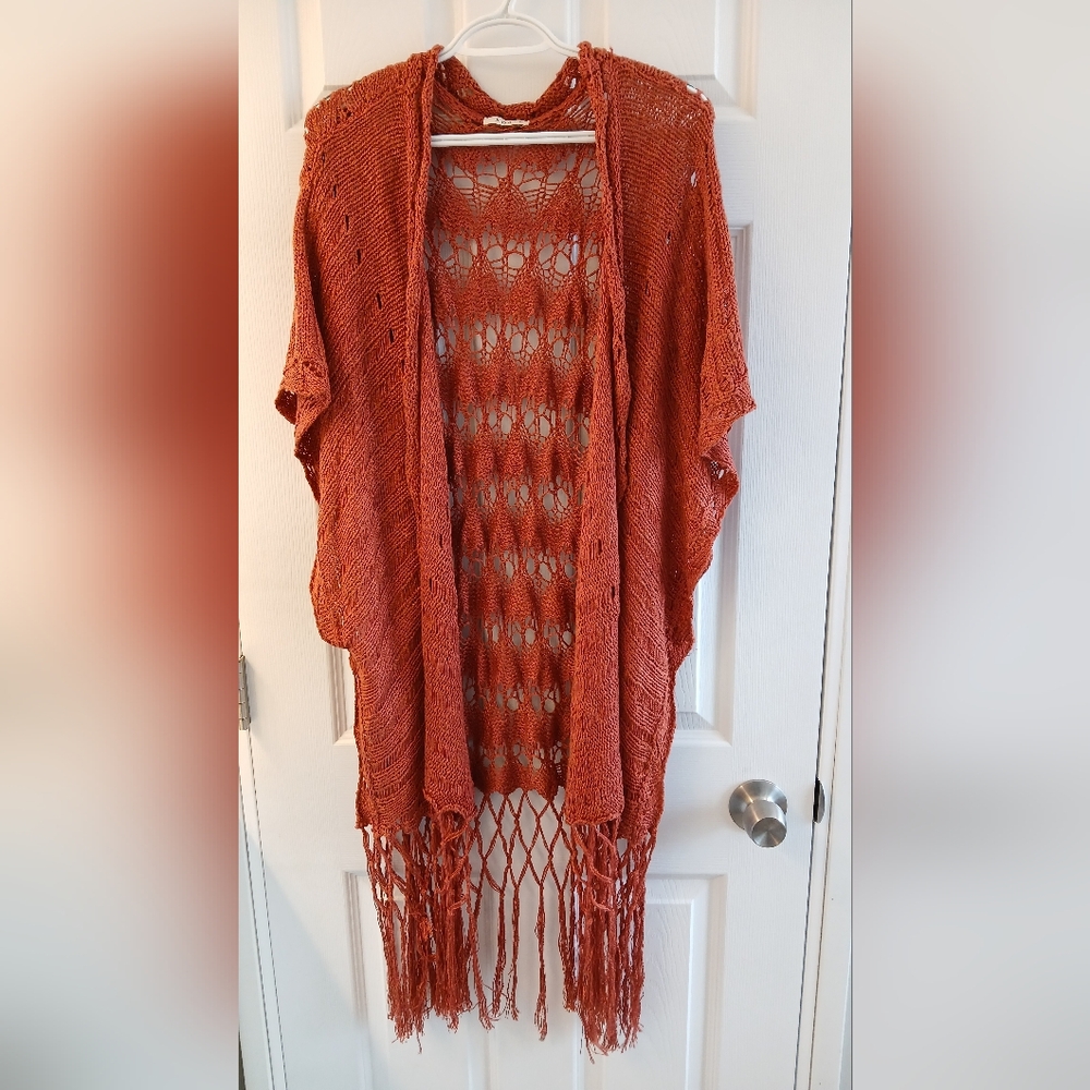 Kori Terracotta Crochet/Macramé Cardigan M/L Cottagecore Grannycore Boho